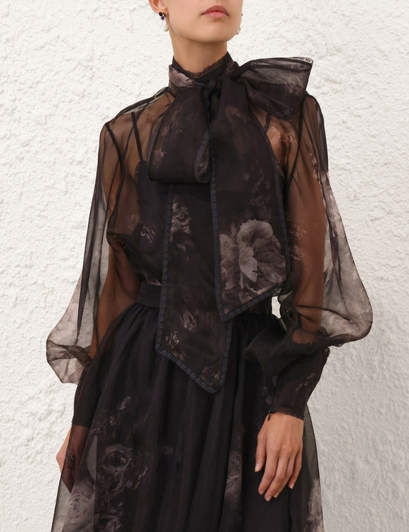 Zimmermann Hypnotic Pussybow Blouse — Ghost Floral