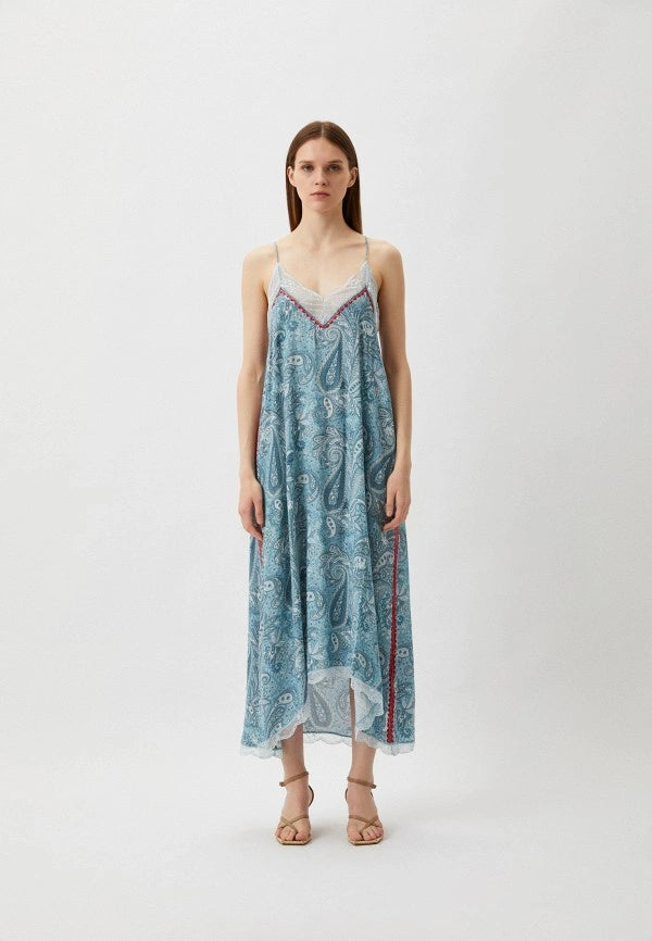 ZADIG & VOLTAIRE Risty Paisley-Print Dress in Denim