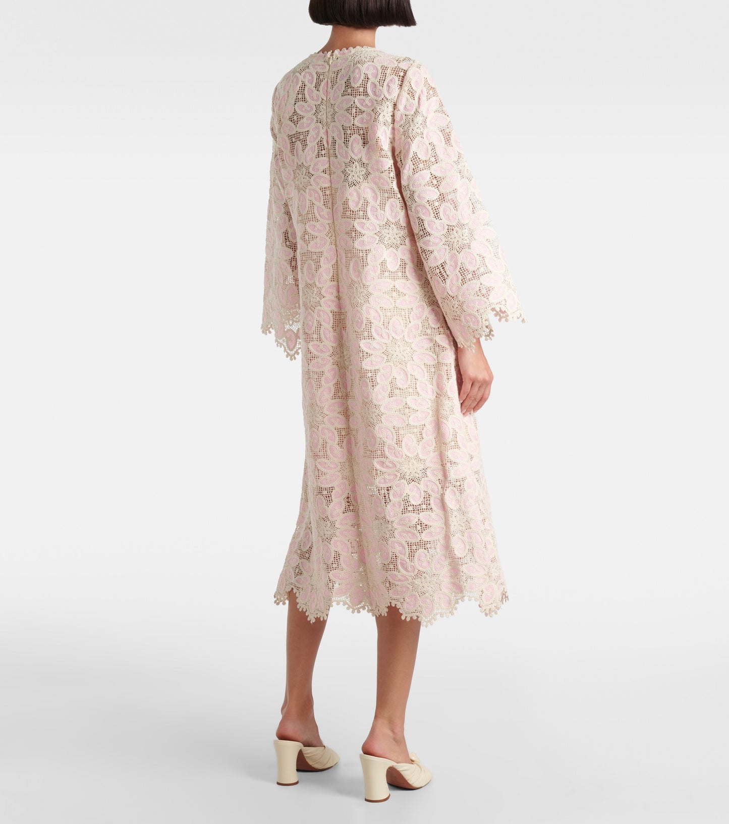 ZIMMERMANN Ottie Scallop Edge Lace Midi Dress