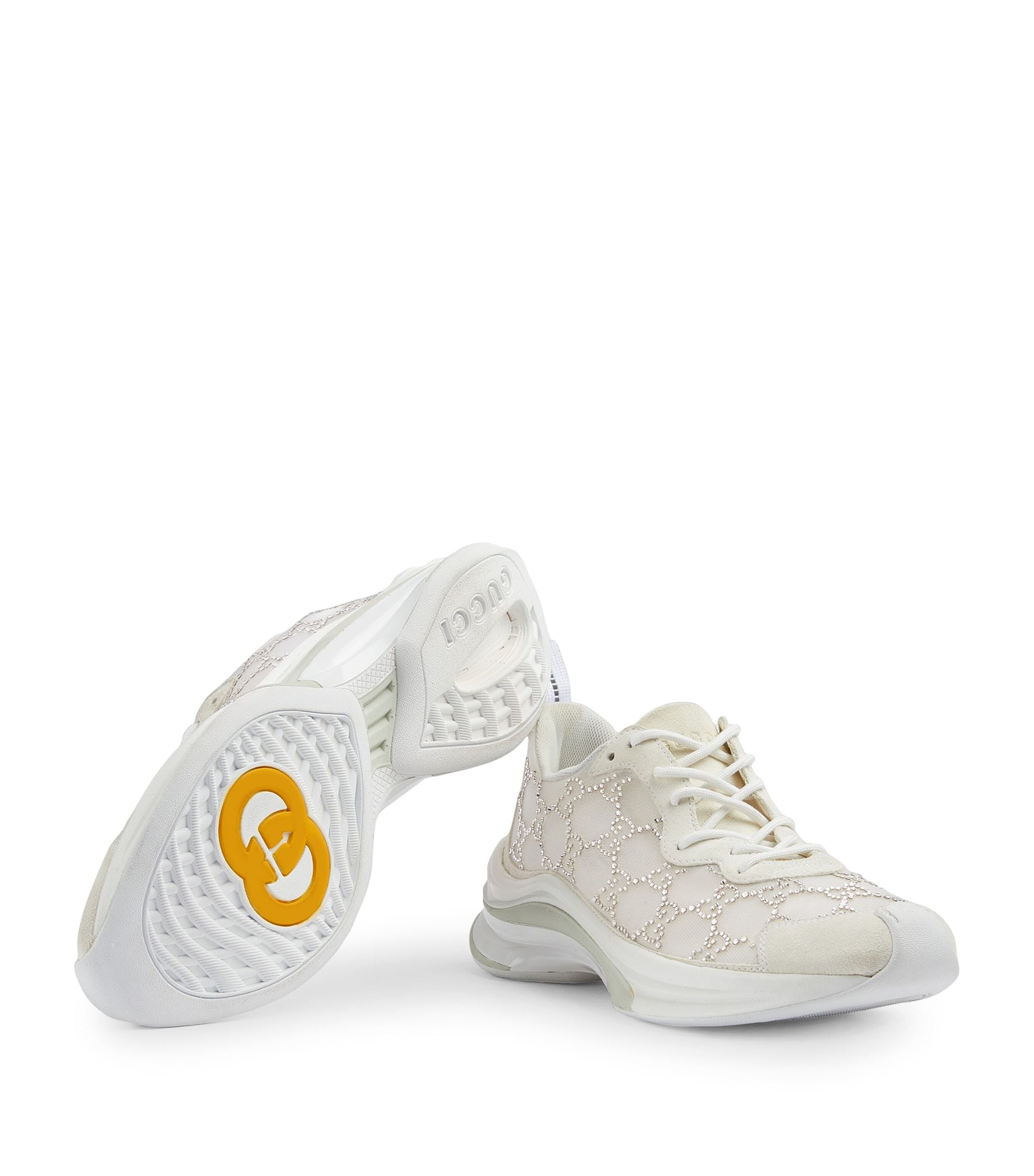 GUCCI
Run GG suede-trimmed crystal-embellished mesh sneakers