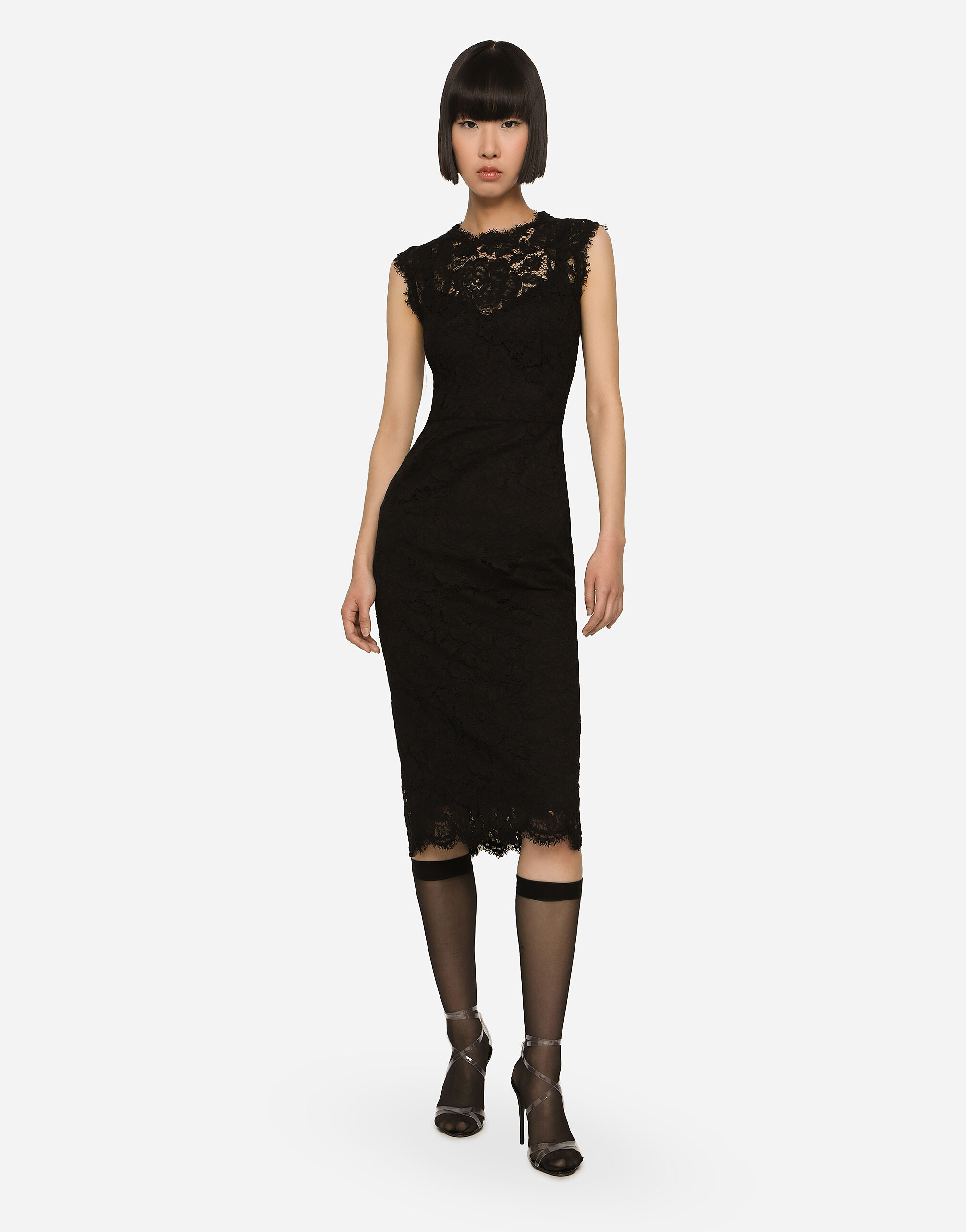DOLCE & GABBANA Branded stretch lace calf-length dress