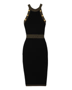 BALMAIN Button-embellished Metallic Ribbed-knit Midi Dress - Black