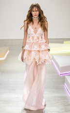 ZIMMERMANN
Crush Tiered Lace Maxi Dress – Pale Pink