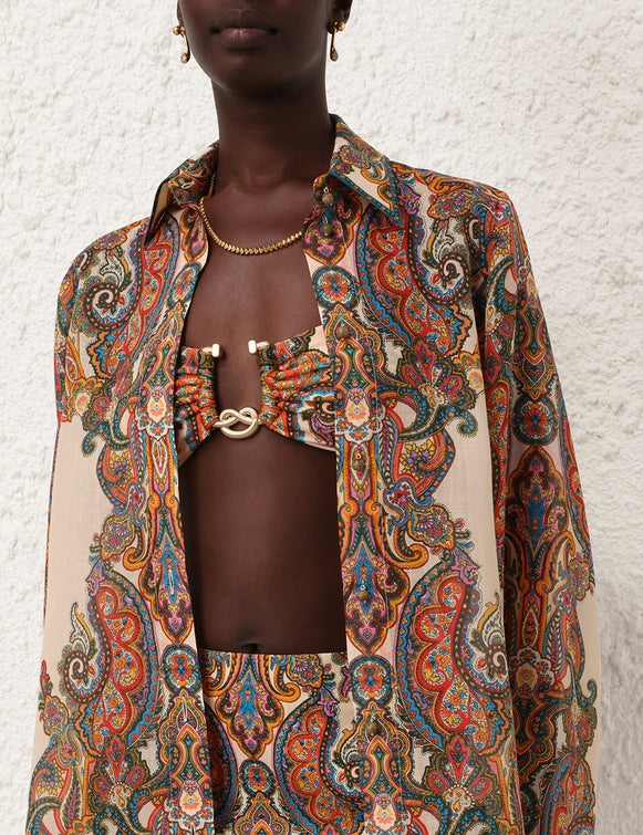ZIMMERMANN Ottie Oversized Shirt in Multi Paisley
