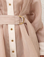 ZIMMERMANN Hypnotic Tuck Mini Dress – Tan Stripe