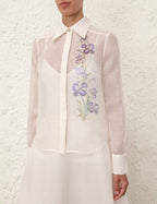 ZIMMERMANN Natura Body Shirt in Blue Iris