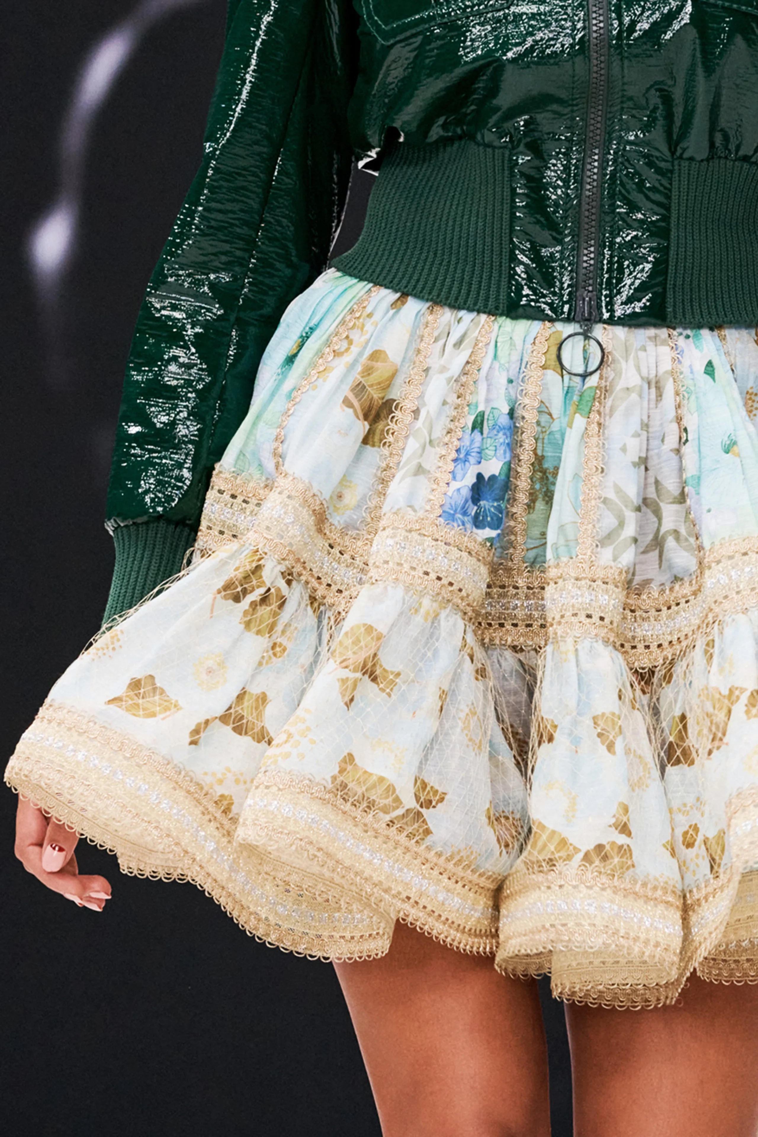 ZIMMERMANN Rhythm gathered metallic floral-print gauze mini skirt