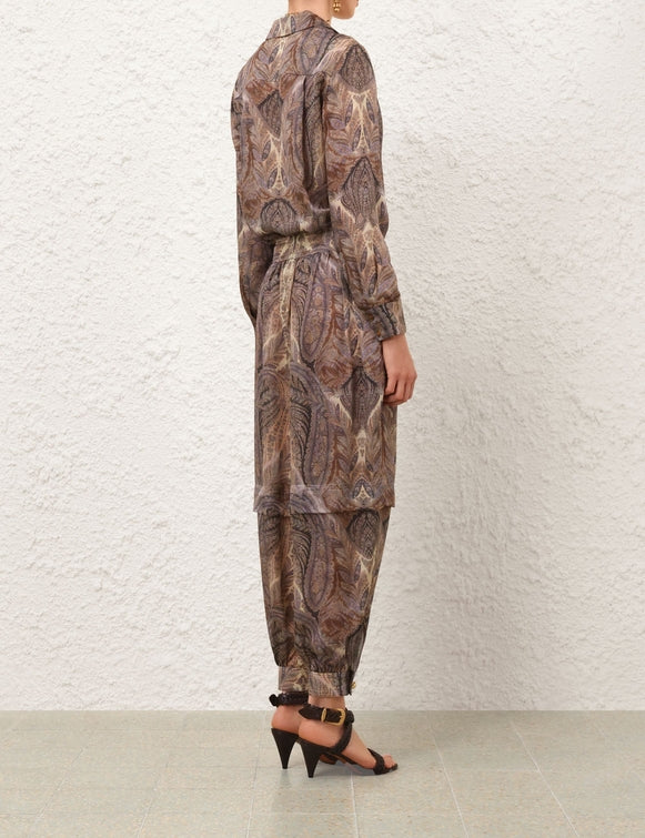 Zimmermann Hypnotic Silk Harem Pant — Denim Paisley