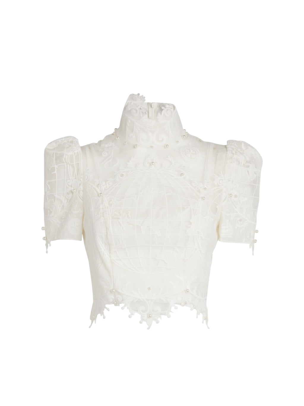 ZIMMERMANN High Tide cropped embroidered tulle top