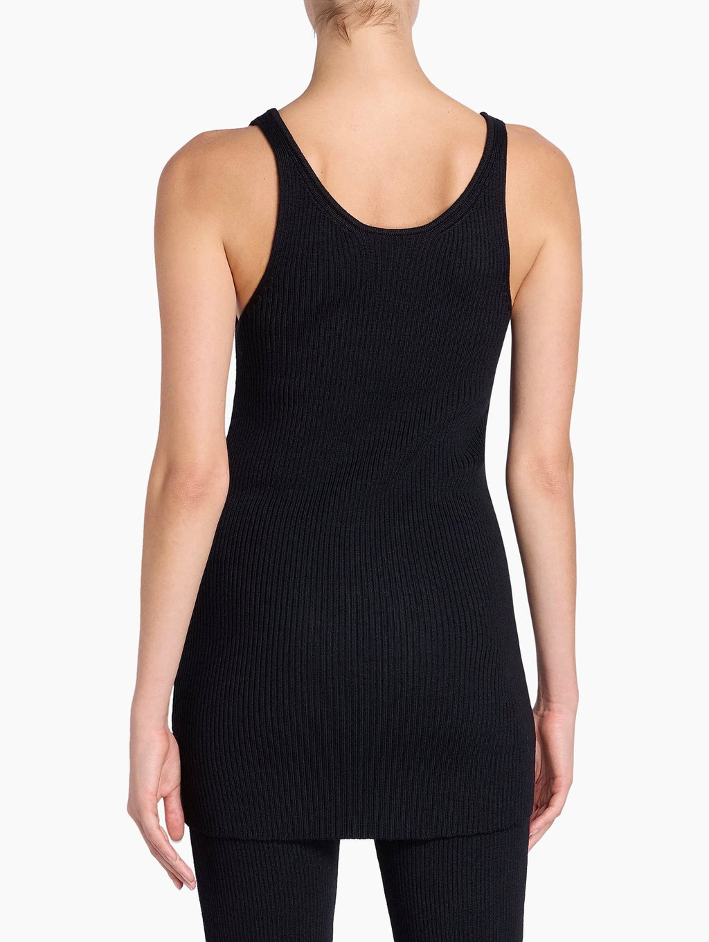 SAINT LAURENT Tank Top Dress in Ribbed Wool – Black