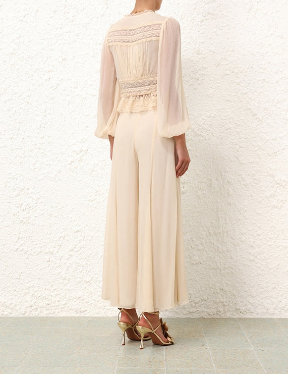 ZIMMERMANN Natura V Neck Button Bodice in Buff