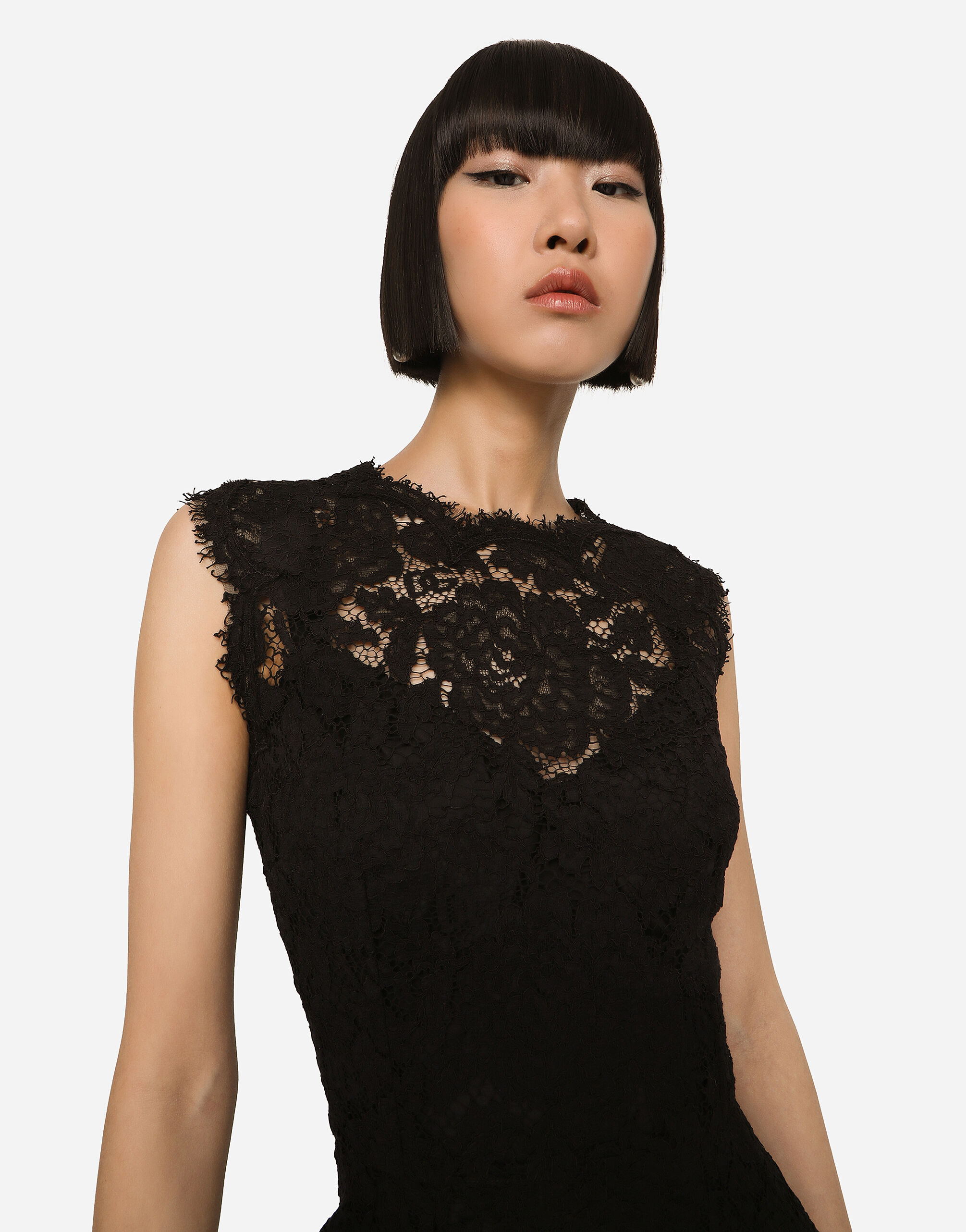 DOLCE & GABBANA Branded stretch lace calf-length dress