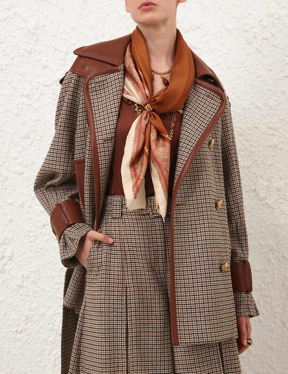 ZIMMERMANN
Hypnotic Check Wool Trench – Cream/Beige Check