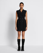 DIOR Short Blazer Dress Black Wool Silk