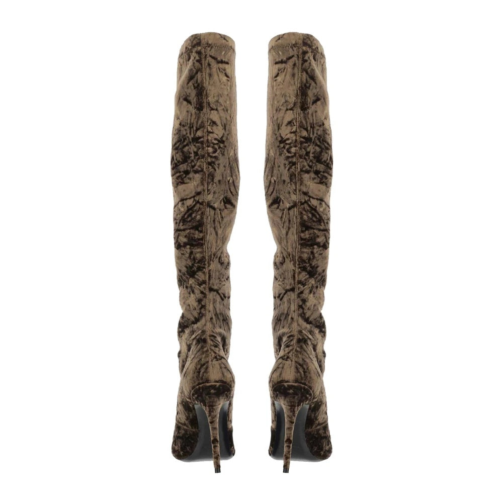 SAINT LAURENT Talia Velvet Boots