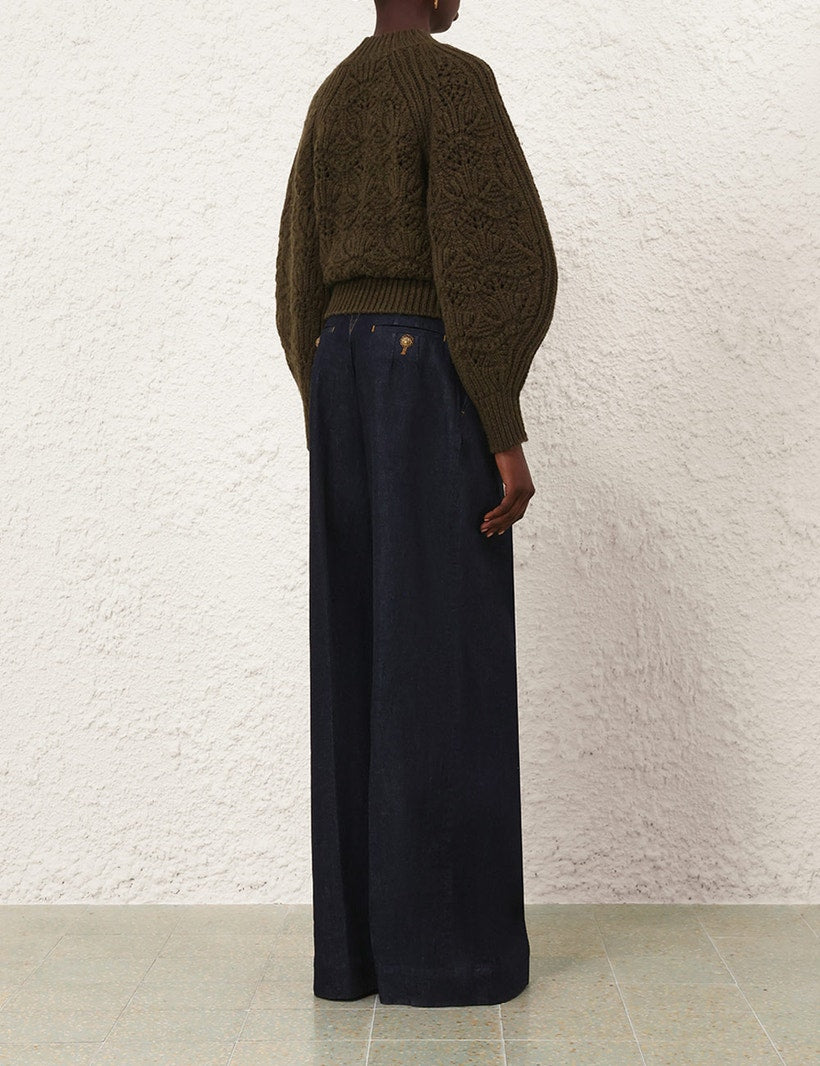 ZIMMERMANN Hypnotic Cable Knit Sweater – Olive