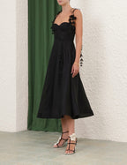 ZIMMERMANN Natura Midi Corset Dress in Black