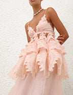 ZIMMERMANN
Crush Tiered Lace Maxi Dress – Pale Pink
