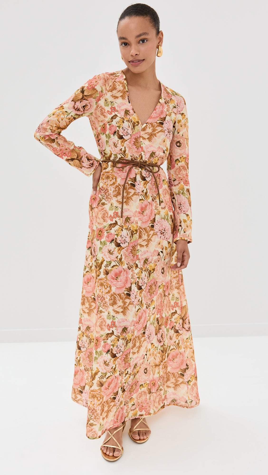 ZIMMERMANN Golden Floral-Print Linen Maxi Dress