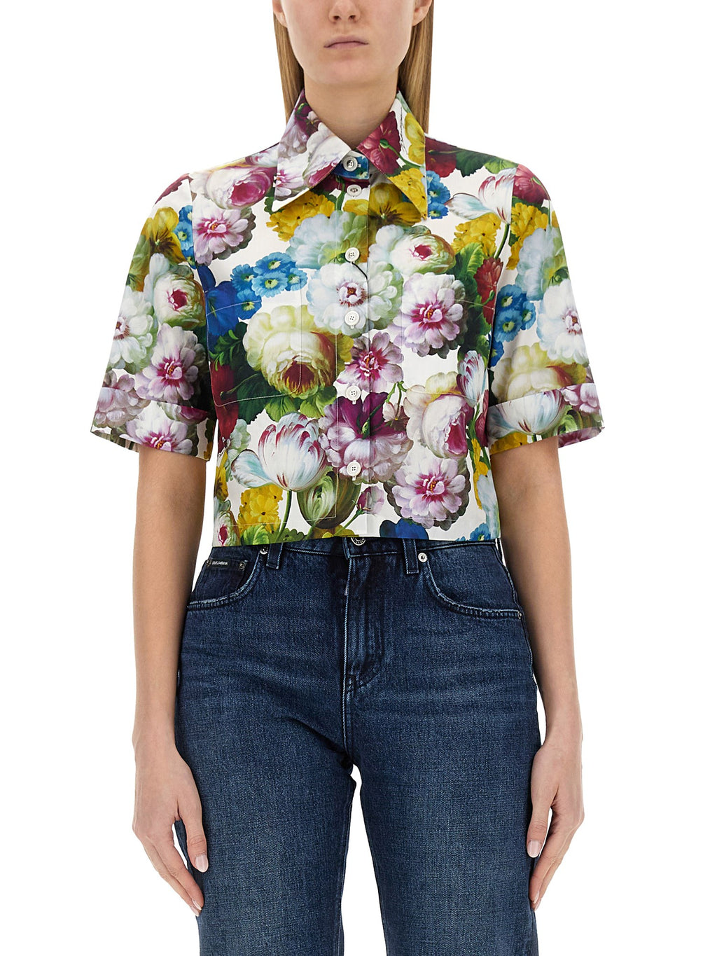 DOLCE & GABBANA
COTTON POPLIN SHIRT WITH NIGHT FLOWER PRINT