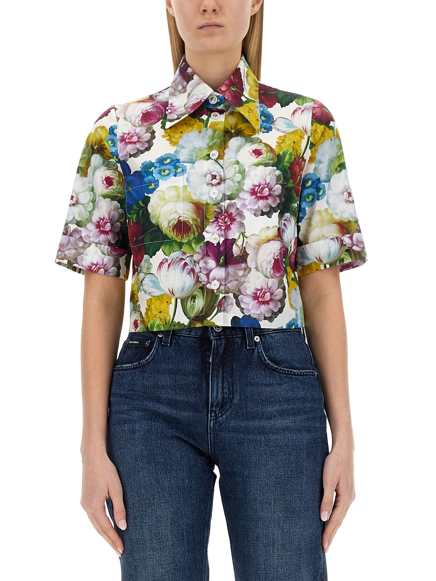 DOLCE & GABBANA
COTTON POPLIN SHIRT WITH NIGHT FLOWER PRINT