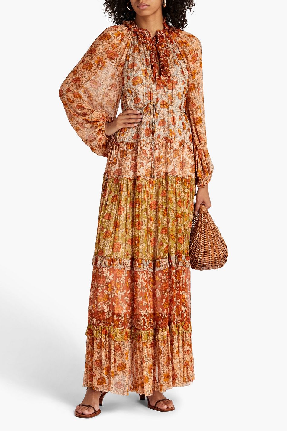 ZIMMERMANN Tiered floral-print georgette maxi dress