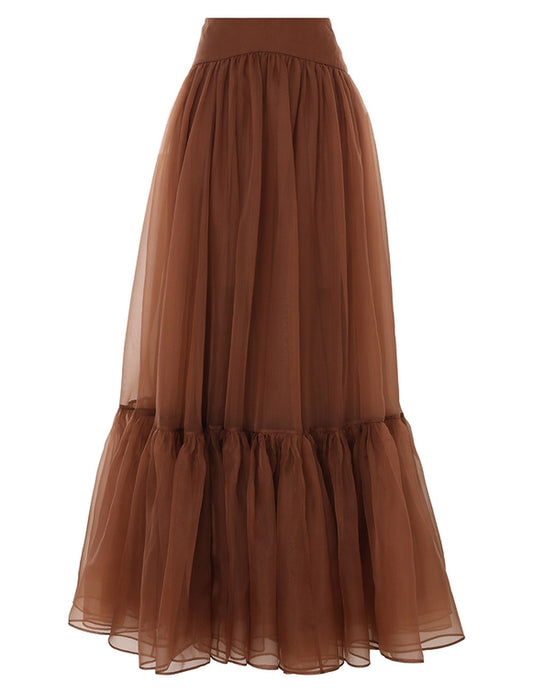 ZIMMERMANN Natura Gathered Skirt in Toffee