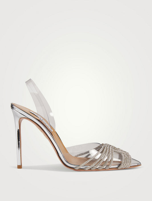AQUAZZURA
Gatsby Embellished PVC Slingback Pumps