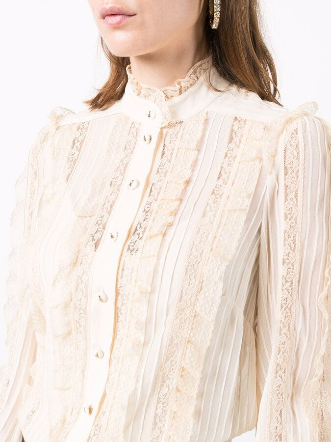 ZIMMERMANN Mock Neck Long Sleeve Blouse