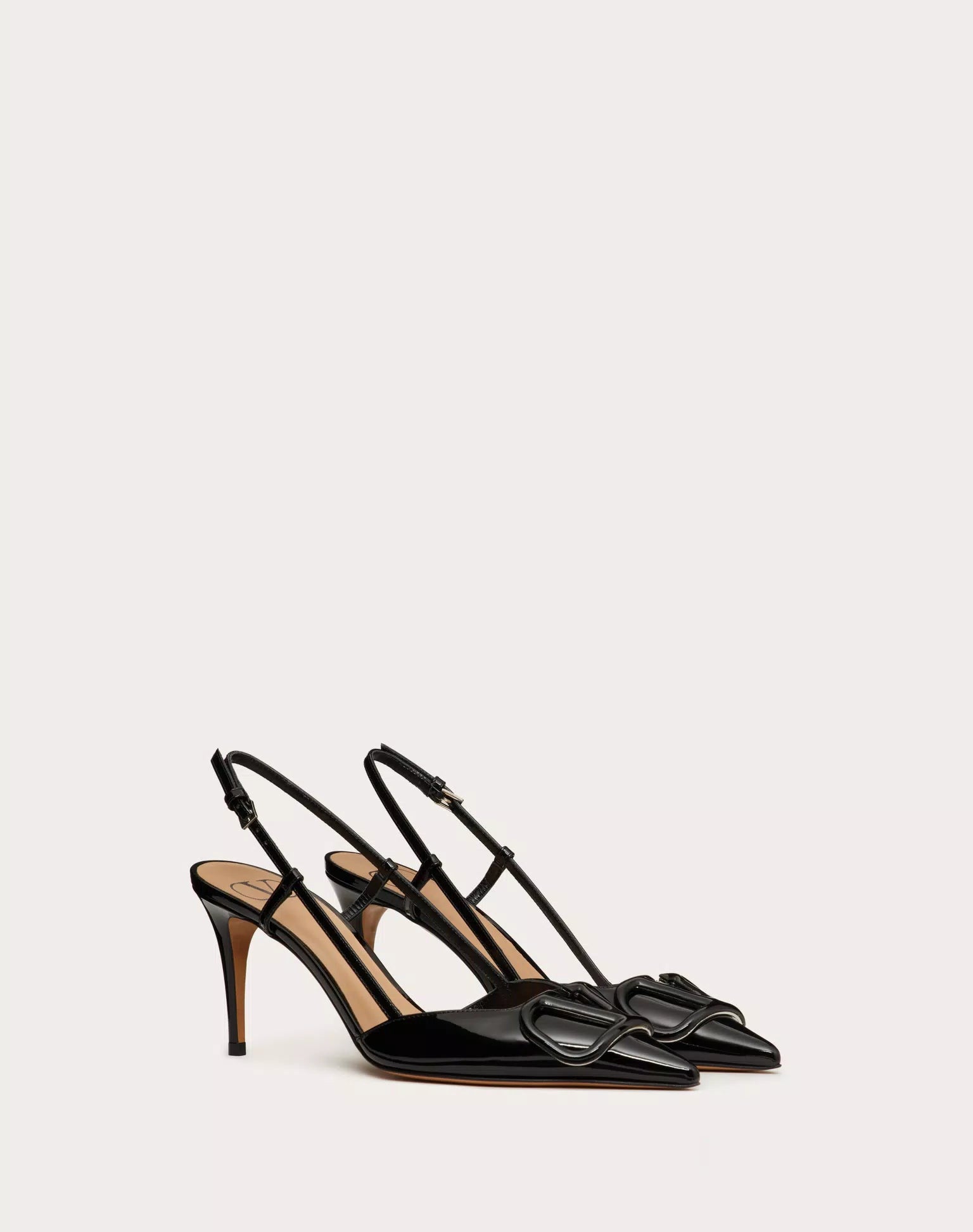 VALENTINO VLOGO SIGNATURE PATENT LEATHER SLINGBACK PUMP 80MM
