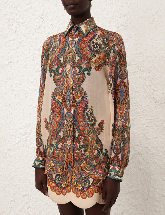 ZIMMERMANN Ottie Oversized Shirt in Multi Paisley