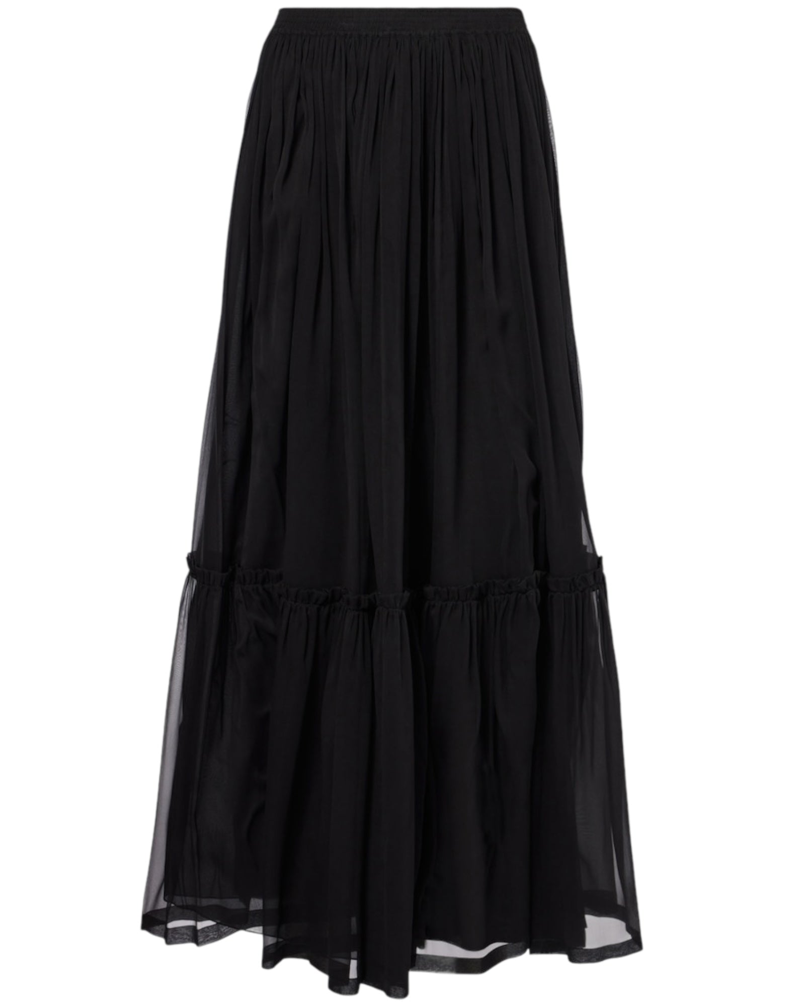 SAINT LAURENT Ruffled Skirt in Silk Crêpe Muslin