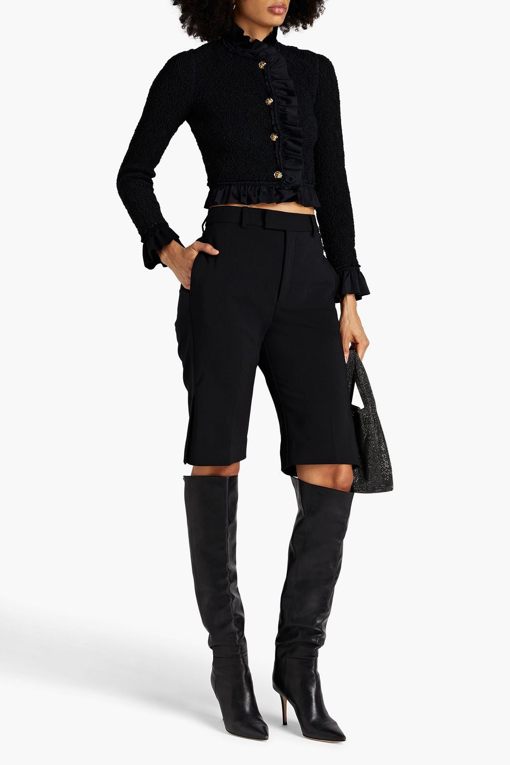 ALEXANDER WANG
Ruffled shirred satin-jersey jacket