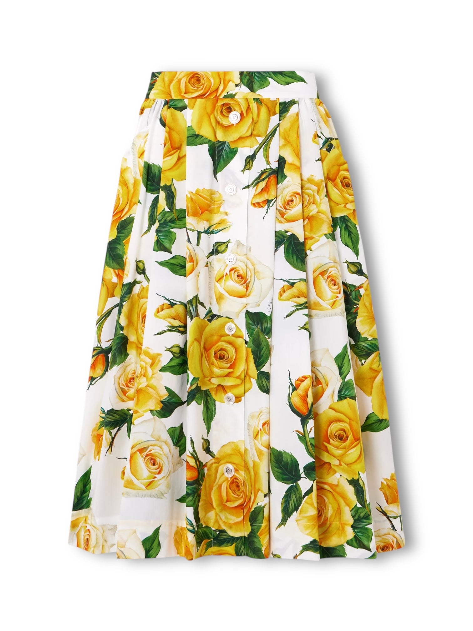 DOLCE&GABBANA Floral cotton poplin midi skirt