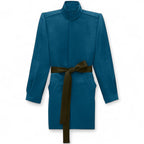 SAINT LAURENT Silk Satin Belted Coat – Blue Night