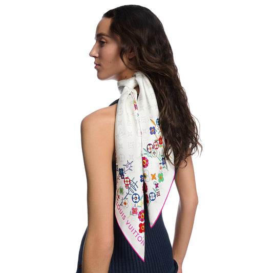 LOUIS VUITTON x MURAKAMI 
Monogram Superflat Flowers Square 90