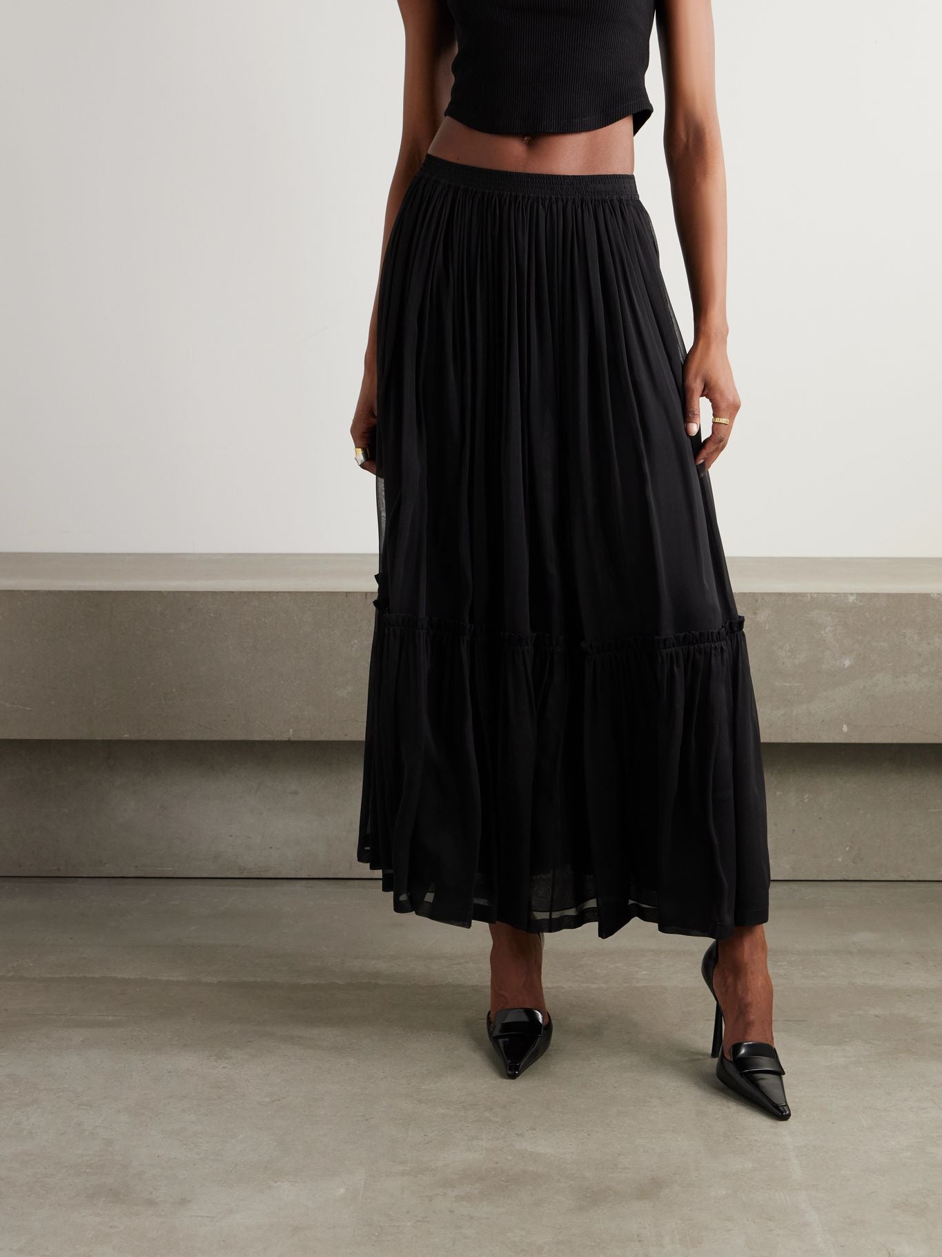 0030 SAINT LAURENT 



Ruffled Skirt in Silk Crêpe Muslin