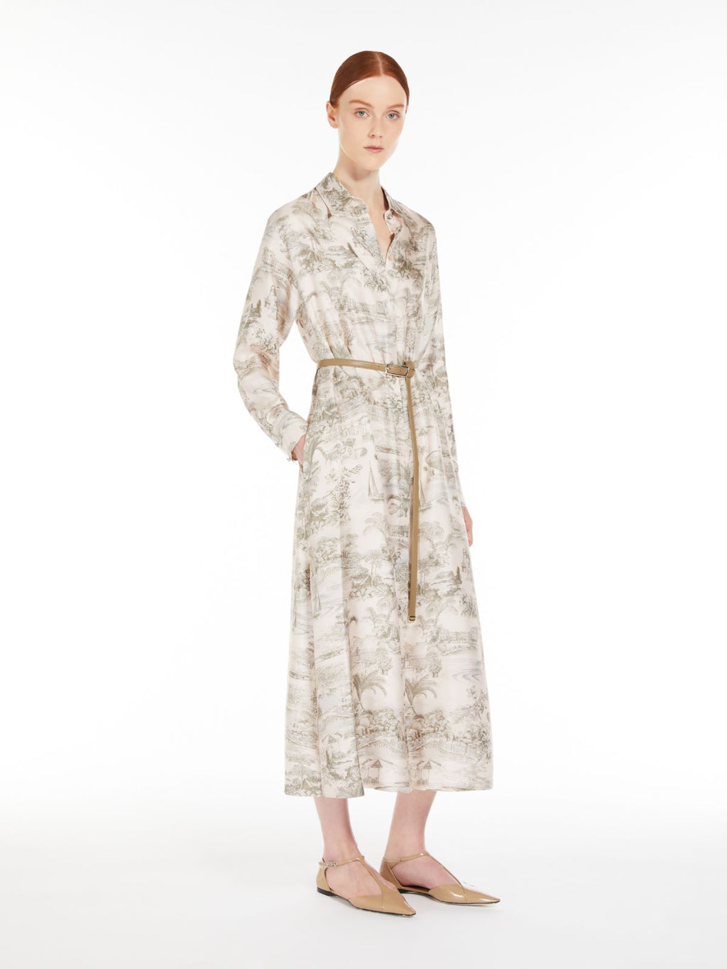 MAXMARA STUDIO
Printed silk shirt dress