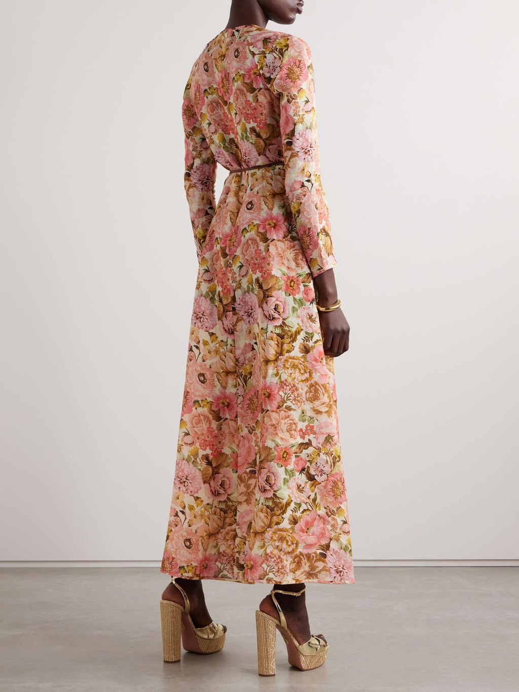 ZIMMERMANN Golden Floral-Print Linen Maxi Dress
