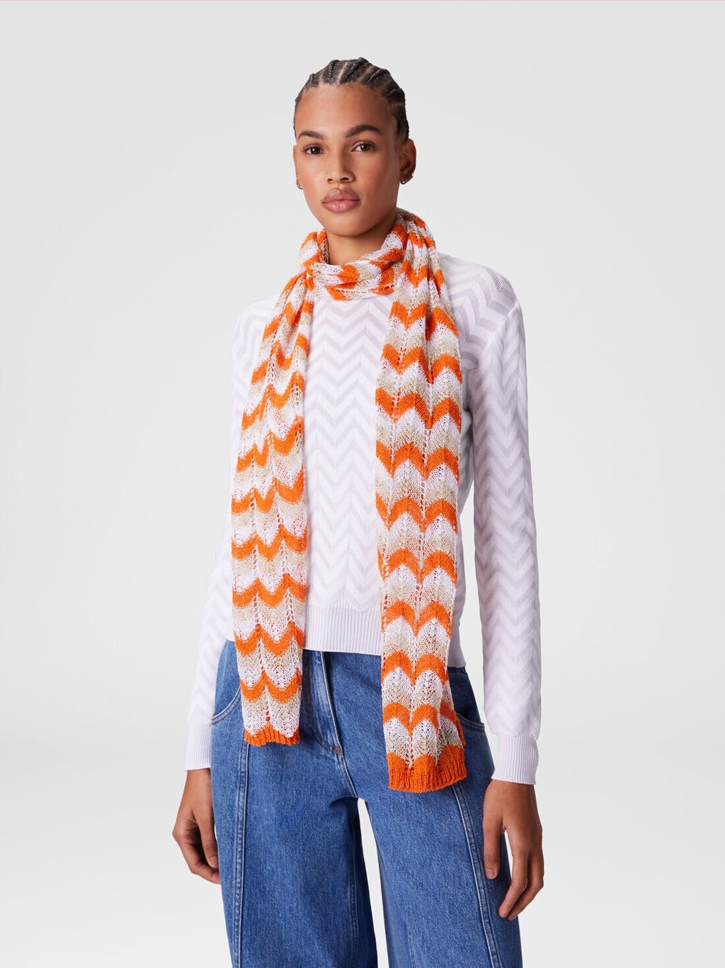 MISSONI — Knit Scarf with Chevron Pattern