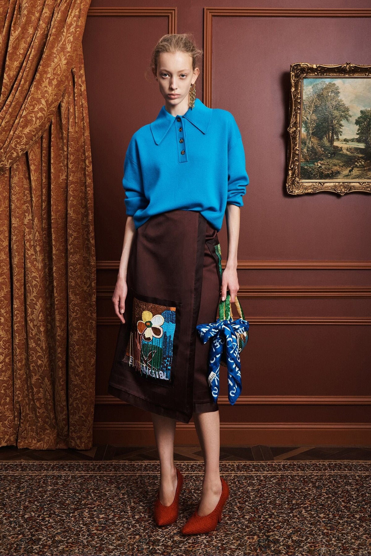 ALÉMAIS CLAUDIA AZURE KNIT POLO