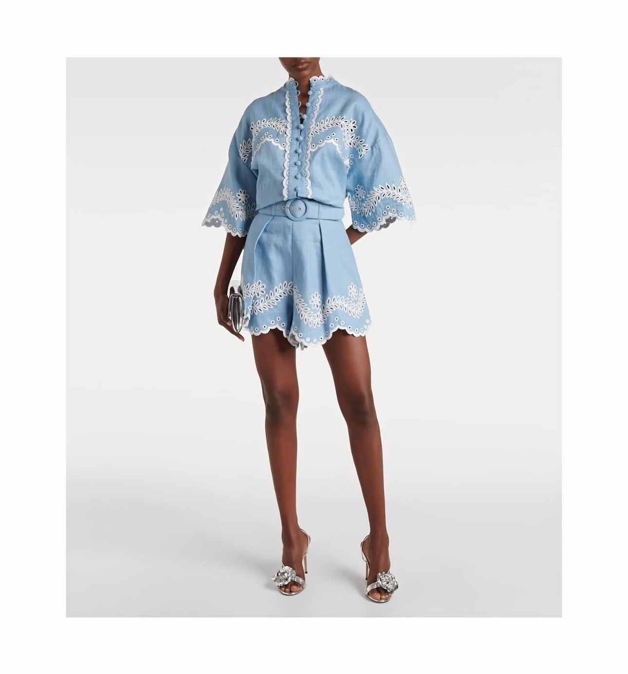 ZIMMERMANN

Junie Embroidered High-Rise Linen Shorts