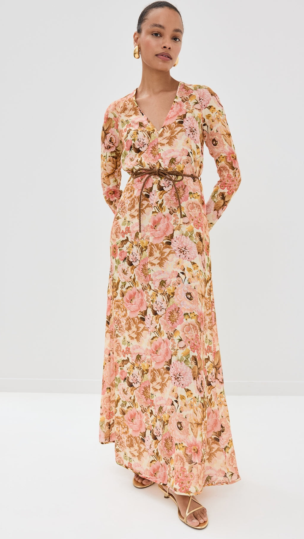 ZIMMERMANN Golden Floral-Print Linen Maxi Dress
