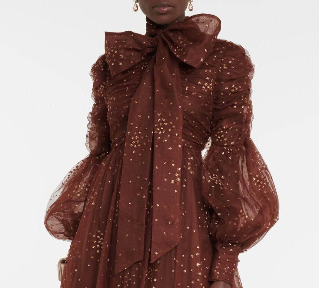 ZIMMERMANN Tempo Ruched Glitter Gown Mini dress