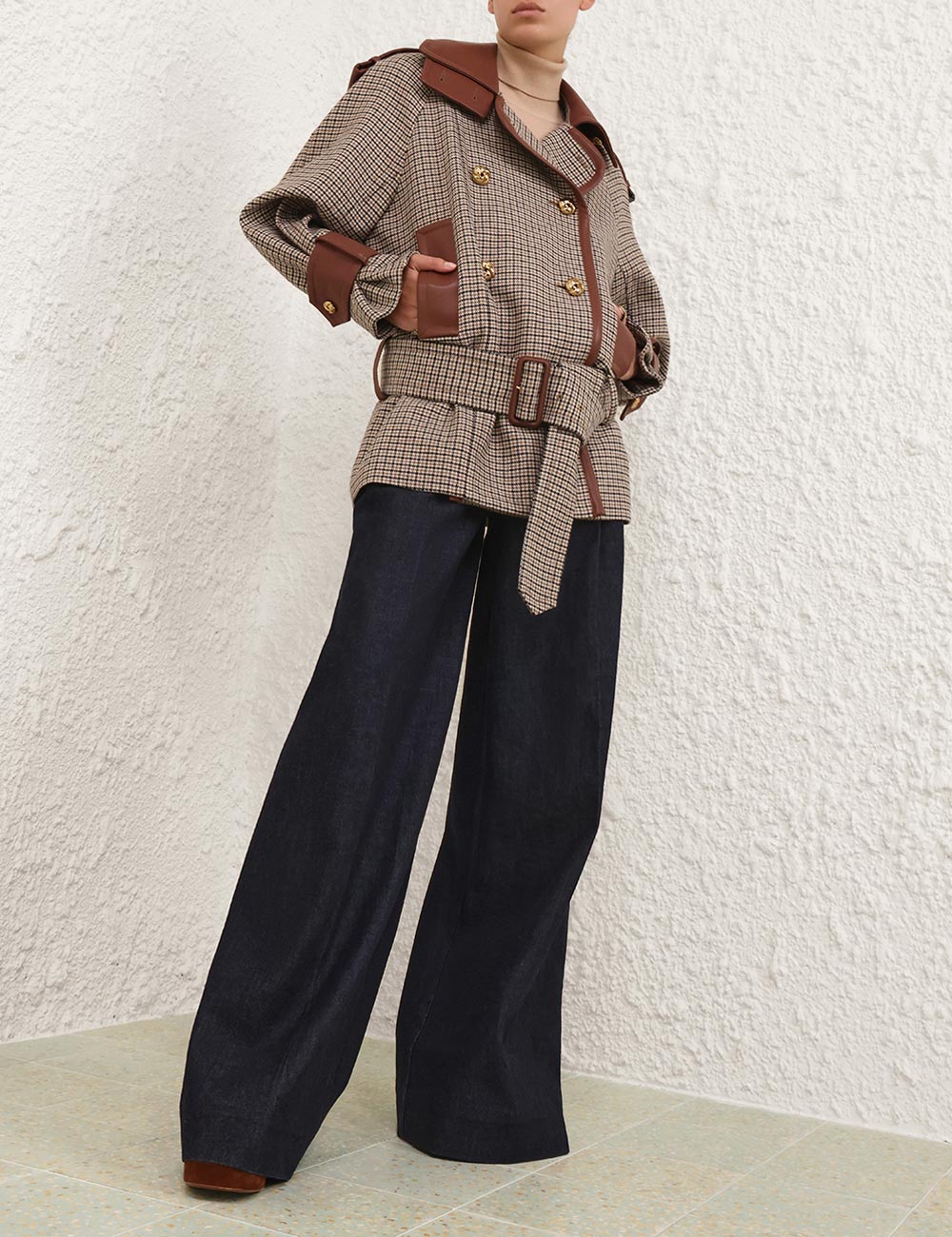 ZIMMERMANN
Hypnotic Check Wool Trench – Cream/Beige Check