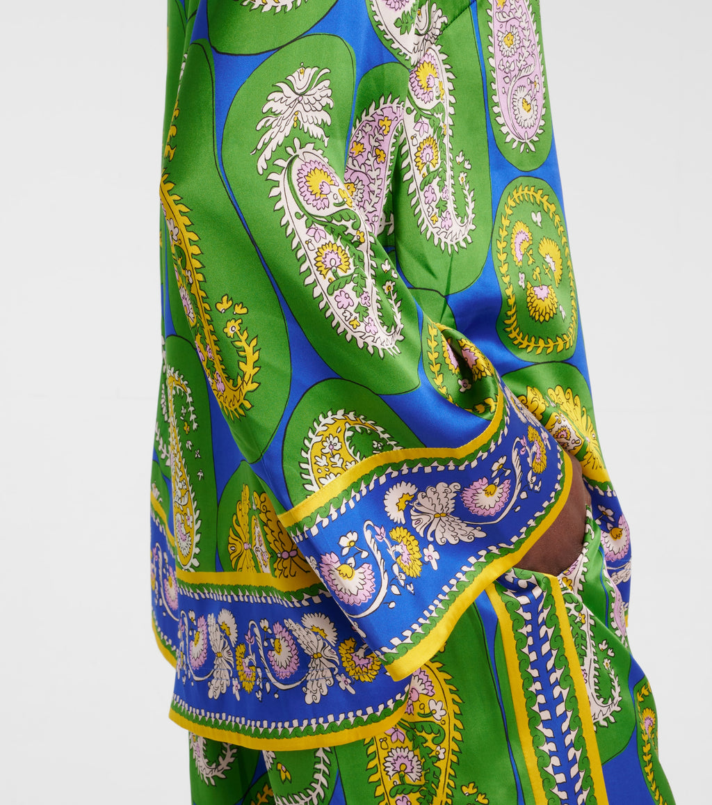 0108 ALÉMAIS

Printed Silk Satin Blouse & Wide-Leg Pants Set