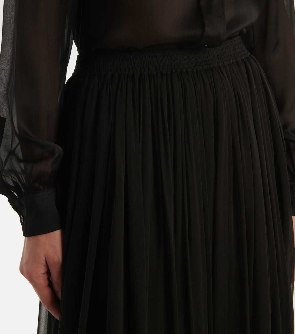 SAINT LAURENT Ruffled Skirt in Silk Crêpe Muslin