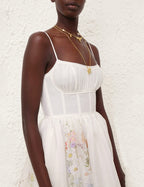 ZIMMERMANN Natura Ruched Midi Dress in Ivory