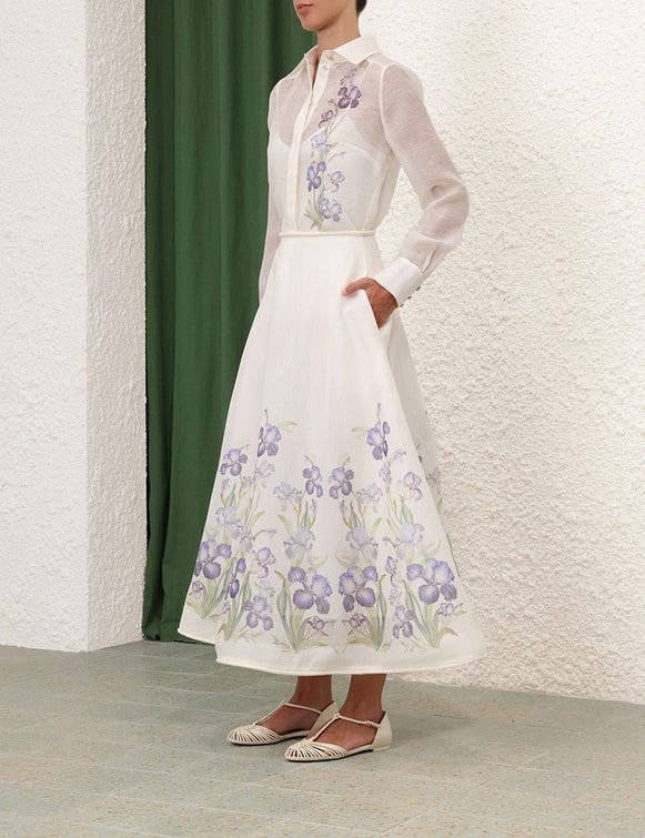 ZIMMERMANN Natura Flare Skirt in Blue Iris