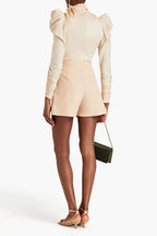 ZIMMERMANN Kaleidoscope draped printed silk-blend top  in Warm Cream